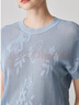兆君2024秋季桑蠶絲新款鏤空短袖T恤女時(shí)尚提花簡(jiǎn)約圓領(lǐng)針織上衣 霧藍色 L 曬單實(shí)拍圖