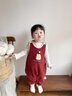 班喜迪嬰兒衣服秋冬裝嬰幼兒連體衣超萌男女寶寶背帶褲冬季外出哈衣爬服 紅色 90cm 曬單實(shí)拍圖