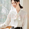 品彩（PinCai）長(cháng)袖襯衫女職場(chǎng)穿搭氣質(zhì)通勤襯衣飄帶蝴蝶結雪紡襯衫 PW17CS178 曬單實(shí)拍圖