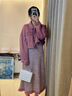 妍莉芬（yanlifen）穿搭衣服牛仔外套吊帶裙子套裝女秋季2025年新款針織連衣裙兩件套 樹(shù)莓紫【吊帶裙+外套】 S【建議85斤-110斤】 曬單實(shí)拍圖