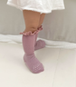 GOBABYGO丹麥嬰兒羊毛花邊襪子兒童男女童秋冬季防滑地板襪寶寶1-3歲學(xué)步 木玫瑰色 6-12月 曬單實(shí)拍圖
