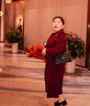 帕絲特喜婆婆婚慶小香風外套+內(nèi)搭連衣裙國風兩件套媽媽裝 紫紅 2XL 曬單實拍圖