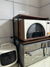 莫奈熊廚房置物架臺面儲物架微波爐架烤箱收納架餐具雙層鋼木儲物架 【K形加固】雙層拉絲黑橡木色 曬單實(shí)拍圖