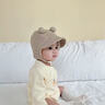 MKOK英國嬰兒帽子秋冬季0-1歲男女寶寶小月齡6-12月護耳遮陽(yáng)防曬帽 卡其色（A類(lèi)棉里） 帽圍40-48CM(建議3-18個(gè)月) 曬單實(shí)拍圖