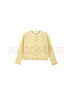 茵曼（INMAN）童裝女童開(kāi)衫圓領(lǐng)毛衣蕾絲小花裝飾秋中大童時(shí)尚甜美上衣 黃色 130 曬單實(shí)拍圖
