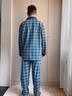路讓宋睡衣男士秋冬季長(cháng)袖長(cháng)褲休閑格子可外穿家居服套裝四季簡(jiǎn)約新款 藍色 XL 【推薦120-140斤】 曬單實(shí)拍圖