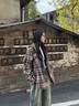 GUUKA TECH復古格子紋長(cháng)袖襯衫男士上衣外套秋冬季休閑襯衣2025新款連衣帽衫 咖啡色 M 曬單實(shí)拍圖