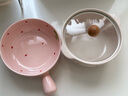 草莓陶瓷碗勺家用高顏值米飯碗少女心甜品碗釉下彩餐具套裝 【1個(gè)裝】淺粉草莓手柄碗 曬單實(shí)拍圖