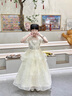 思妙星兒童禮服花童婚紗公主裙女童輕奢小眾小主持人走秀鋼琴演奏演出服 香檳色 140 曬單實(shí)拍圖