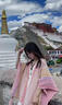 邦帛世民族風(fēng)披肩針織外搭女圍巾新疆西藏云南川西旅行穿搭旅游斗篷披風(fēng) 民族風(fēng)披肩【少女粉】 曬單實(shí)拍圖