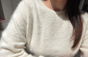 MUSLEY QUEEN羊絨羊毛衫女25秋季新款圓領(lǐng)拉毛拉絨柔軟毛衣純色無(wú)縫一體針織衫 羽毛白 均碼 曬單實(shí)拍圖