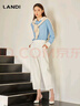 藍地（LANDI）白色高腰寬松八分休閑褲女夏季新款小個(gè)子哈倫褲 白色 S 曬單實(shí)拍圖