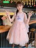 安妮優(yōu)兒冰雪奇緣愛(ài)莎公主裙女童夏裝裙子新款兒童生日連衣裙 粉色 110 曬單實(shí)拍圖