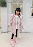 迪士尼（Disney）大童2024新款碎花女童羽絨服加厚白鴨絨中長(cháng)款冬季外套 粉紅色 120cm 30-45斤 曬單實(shí)拍圖