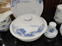曼遠釉下彩景德鎮青花瓷餐具套裝碗碟套裝家用中式高溫白瓷喬遷送禮 山清水秀【10人配置】 56頭 曬單實(shí)拍圖