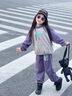 G.DUCKKIDS女童春秋裝套裝2024新款中大童女孩童裝兒童衛衣運動(dòng)服秋冬兩件套 字母R連帽套裝-紫色 140cm 曬單實(shí)拍圖