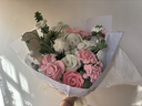 IXJSNins法式復古曼塔焦邊玫瑰客廳花束假花仿真花道具餐桌擺件花擺設 焦邊白+粉色共5束 曬單實(shí)拍圖