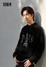 森馬（Semir）梅花系列毛衫男冬季繡花情侶針織衫復古寬松套頭毛衣內搭外穿 黑色調00399 L 曬單實(shí)拍圖