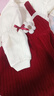 G.DUCKKIDS小黃鴨女童套裝春秋款連衣裙周歲女寶寶公主裙禮服兒童秋冬兩件套 紅色套裝秋冬（花朵款夾子） 加絨 100 尺碼2~3歲【 90-100cm】 曬單實(shí)拍圖