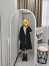 自巧小個子卡其色英倫雙排扣風(fēng)衣外套女2024春秋新款中長款大衣 謐黑色 XS (2碼) 曬單實拍圖