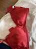 Leonisa一起紅桑蠶絲文胸內褲套裝女本命年新年婚慶新婚紅色舒適內衣 文胸B M 曬單實(shí)拍圖