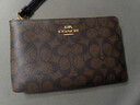 蔻馳（COACH）【品牌直供】女士小號手拿零錢(qián)包手腕包深棕色老花配黑色CZ277 曬單實(shí)拍圖