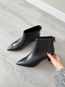 COMELY羊皮尖頭細跟短靴女2025冬新款真皮時(shí)尚氣質(zhì)百搭高跟黑色靴子 經(jīng)典黑 37 曬單實(shí)拍圖