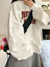 衣品元圓領(lǐng)衛衣女春裝新品美式復古港味內搭慵懶風(fēng)文字印花上衣oversize 白色 L 100-120斤 曬單實(shí)拍圖