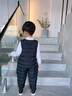 迪士尼兒童羽絨棉背帶褲嬰幼兒寶寶加厚棉褲男女童外穿開檔連體加絨褲子 黑色 80適合年齡8-10個月體重19-23斤 曬單實拍圖