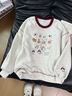 LDBE卡通貓咪刺繡拼接撞色無帽衛(wèi)衣女秋季2025新款韓系ins風(fēng)上衣外套 白灰色 M 【80-110斤】 曬單實拍圖