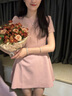 GARNUO紅色短袖連衣裙女夏季法式千金訂婚禮服小個(gè)子收腰顯瘦紅裙子短裙 粉色【短袖短款】 M 【101-110斤】 曬單實(shí)拍圖