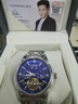 冠琴（GUANQIN）手表男機械表瑞士品質(zhì)防水夜光全自動(dòng)多功能雙日歷高檔商務(wù)男表 藍色鈦金屬 終生保 41mm 曬單實(shí)拍圖