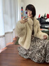 MSBEAST野獸小姐 貝貝小奶狐雙色暈染狐貍背毛皮草外套女長(cháng)/短丨芬蘭雪境 麥杏漂金-雙色暈染（短款） M 曬單實(shí)拍圖