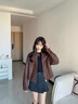 法貝莎品牌仿麂皮絨短外套女2025冬季新款又酷又颯百搭立領(lǐng)夾克上衣 咖啡 XL 曬單實(shí)拍圖