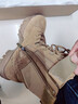 際華三零六六新式棕色作戰靴男作戰鞋高幫輕便側拉鏈登山鞋防砸耐磨真皮戶(hù)外靴 【旗艦款棕色靴-兩雙鞋墊】 42 碼（260） 曬單實(shí)拍圖