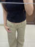 DALEY MODE闊腿牛仔褲女小個(gè)子韓版卡其色低腰辣妹顯瘦直筒寬松垂感拖地褲女 卡其色【小個(gè)子款】(145-155) S 曬單實(shí)拍圖
