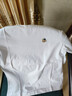 霞湖世家【春夏上新】 含新疆長(cháng)絨棉 小熊刺繡圓領(lǐng)短袖T恤176B L  白色  曬單實(shí)拍圖