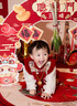 G.DUCKKIDS一周歲禮服女寶寶連衣裙兒童唐裝套裝中國風(fēng)秋季裙子嬰兒抓周衣服 紅色 90 尺碼1~2歲【 80-90cm】 曬單實(shí)拍圖