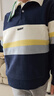 左西童裝男童Polo衫衛衣2025新款潮兒童條紋撞色套頭衫潮 藏青色 140 曬單實(shí)拍圖
