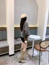 5+粗跟長(cháng)筒靴女2025秋冬新款尖頭西部牛仔靴堆堆靴長(cháng)靴美拉德騎士靴 杏色 37 曬單實(shí)拍圖