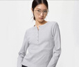 優(yōu)衣庫女裝羅紋亨利領(lǐng)T恤/長(cháng)袖修身短款內搭打底25新款479591 02 淺灰色 M /160/84A 曬單實(shí)拍圖