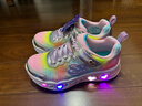 Skechers斯凱奇童鞋女童運動(dòng)鞋閃燈鞋開(kāi)關(guān)魔術(shù)貼兒童休閑公主鞋302315L 銀色/多彩色/SMLT 30 曬單實(shí)拍圖