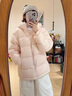 唐菓蜜粉色羽絨棉服女短款2025冬季新款韓系甜美減齡學(xué)生面包服加厚棉衣 粉色 M 曬單實(shí)拍圖
