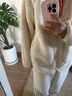 蕉內(nèi)絨絨506H睡衣男女士衛(wèi)衣版可外出家居服套裝羊羔絨加厚秋冬季保暖 【女士連帽】奶杏 M 曬單實(shí)拍圖