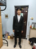 羅蒙西服套裝男士商務(wù)修身西裝男職業(yè)正裝小西服新郎伴郎結(jié)婚禮服外套 黑色雙扣【西服+西褲+馬甲+襯衫 2XL /180【130-145斤】+7件禮品 曬單實(shí)拍圖