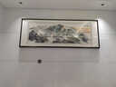 蘇繡客廳裝飾畫(huà)書(shū)房辦公室刺繡掛畫(huà)山水畫(huà)實(shí)木框新中式掛畫(huà)背景墻 《福山秀水》精品蘇繡畫(huà) 85x205cm 高端實(shí)木立體框 曬單實(shí)拍圖