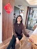 OIMG桑蠶絲長(cháng)袖上衣針織衫女2025秋季新品高級感長(cháng)袖t恤打底衫毛衣 黑色(9803款) L 110-120斤 均碼 曬單實(shí)拍圖