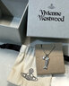 薇薇安·威斯特伍德（Vivienne Westwood）西太后旗艦正品項鏈女生魚(yú)骨形土星吊墜貓眼色石生日禮物送女友 銀色 曬單實(shí)拍圖