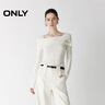 ONLY 2025夏季一字肩坑條紋修身針織長(cháng)袖打底衫女|125324015 曬單實(shí)拍圖