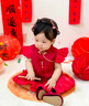 G.duck小黃鴨周歲女寶寶禮服春中國風唐裝紅色嬰兒旗袍衣服夏女童公主裙 紅色不含吊墜 均碼 80 曬單實拍圖